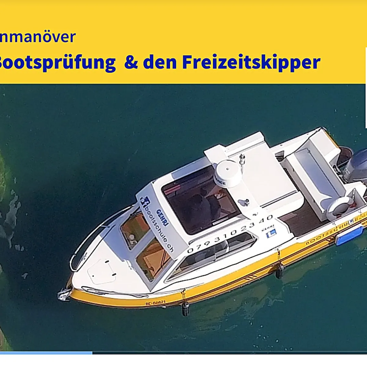 Zehn Tutorials mit Hafenman&ouml;ver f&uuml;r die Bootspr&uuml;fung und den Freizeitskipper, gefilmt aus der Vogelperspektive, leicht und verst&auml;ndlich von Bootsfahrlehrer Andreas Gehri erkl&auml;rt.