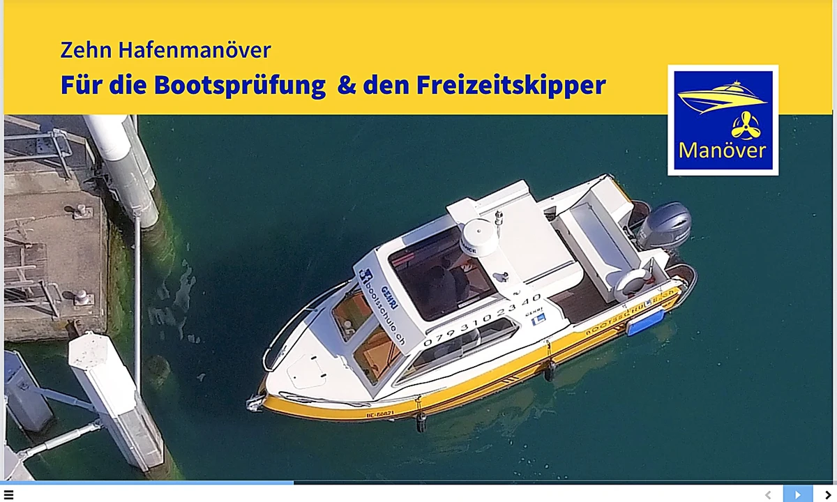 Zehn Tutorials mit Hafenmanöver für die Bootsprüfung und den Freizeitskipper, gefilmt aus der Vogelperspektive, leicht und verständlich von Bootsfahrlehrer Andreas Gehri erklärt.