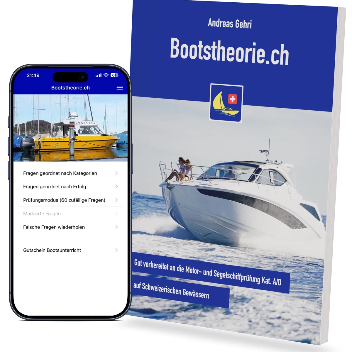 App & Theoriebuch Bootstheorie.ch f&uuml;r eine erfolgreiche Theorie Bootspr&uuml;fung Schweiz