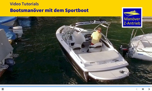 Hafenmanöver und Bootsmanöver in der Praxis Schritt für Schritt mit einem Sportboot mit Z-Antrieb leicht verständlich vom Bootsfahrlehrer Andreas Gehri erklärt.
